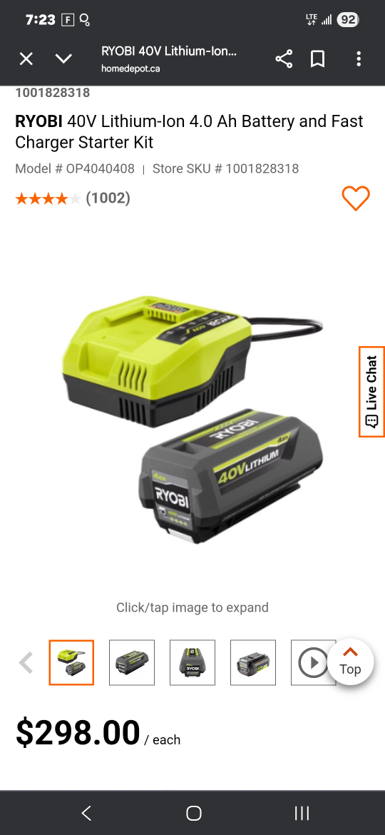 Ryobi 40V Lithium-Ion 4.0 Ah Battery and Charger - photo 5