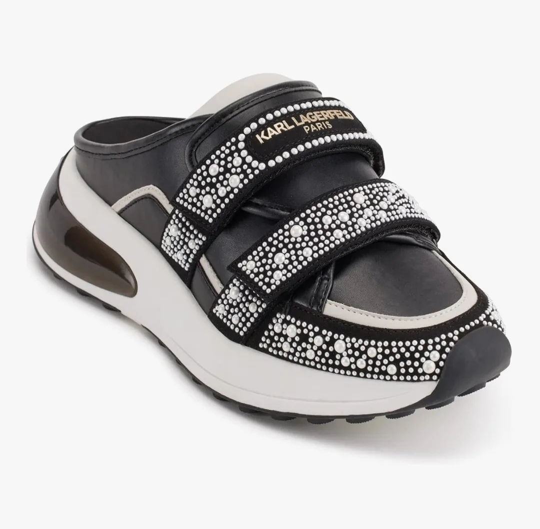 Karl Lagerfeld Paris Black Embellished Sneakers Size 10 thumbnail