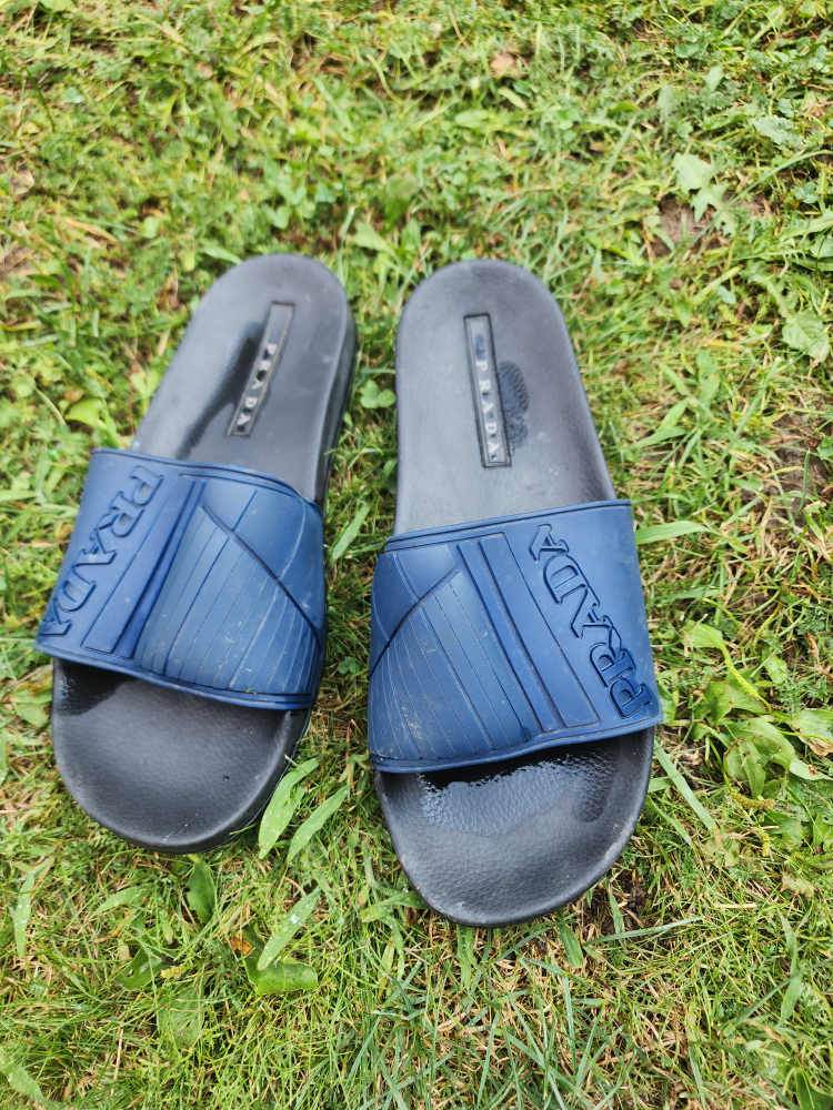 Prada Blue Slides Sandals