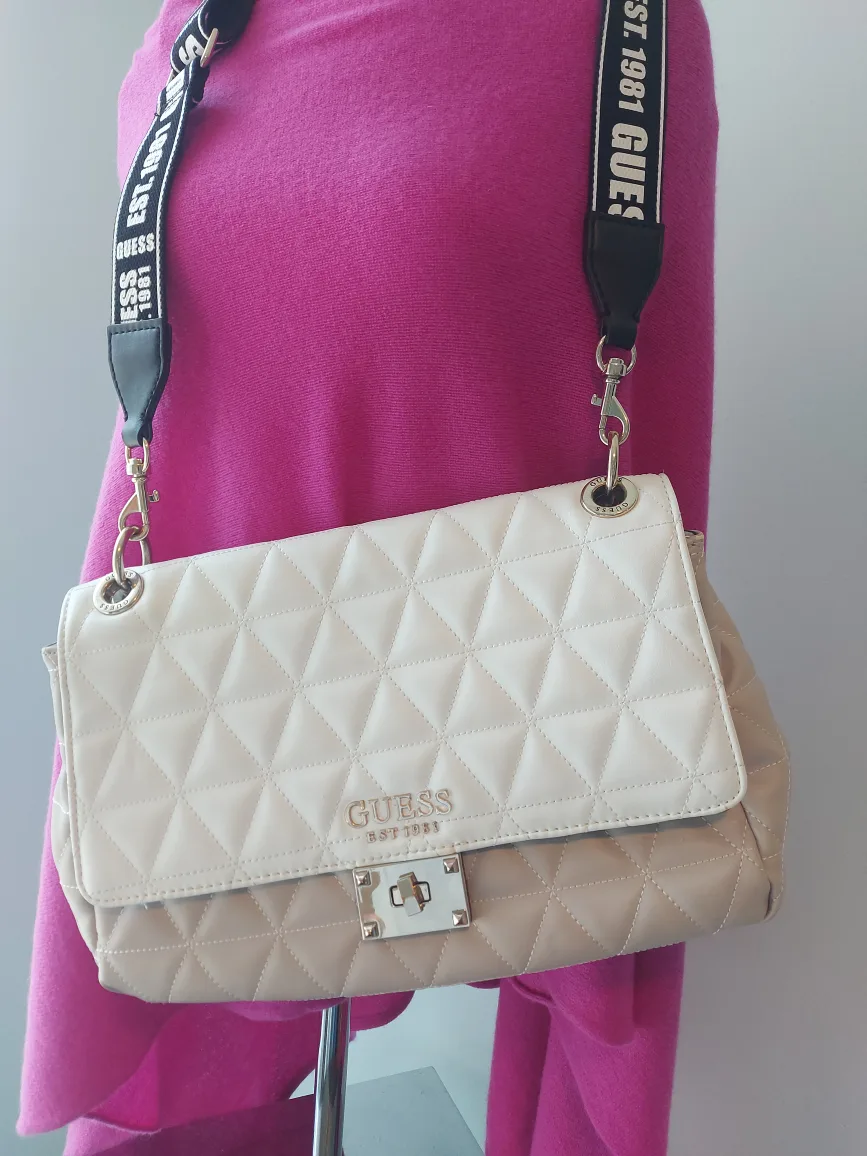 Guess Quilted Shoulder Bag - Cream thumbnail