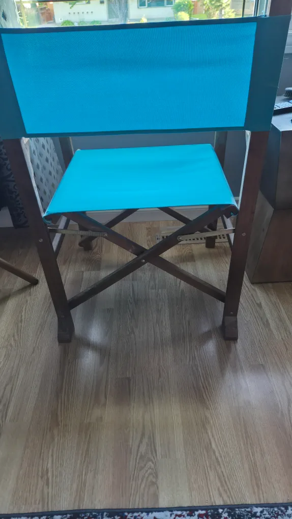 Folding Directors Chairs - Turquoise Canvas & Wood Frame image indicator(2)