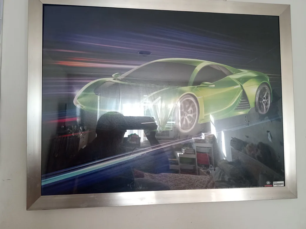 Framed Green Car Poster �🧡 image indicator(3)