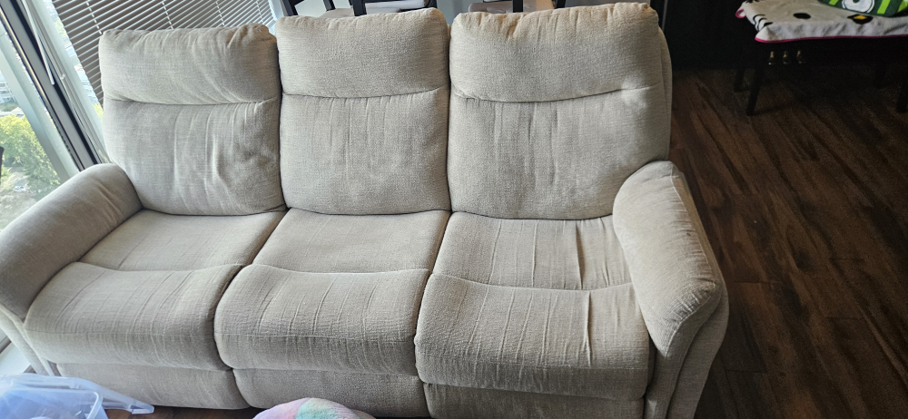 Beige Fabric Reclining Sofa