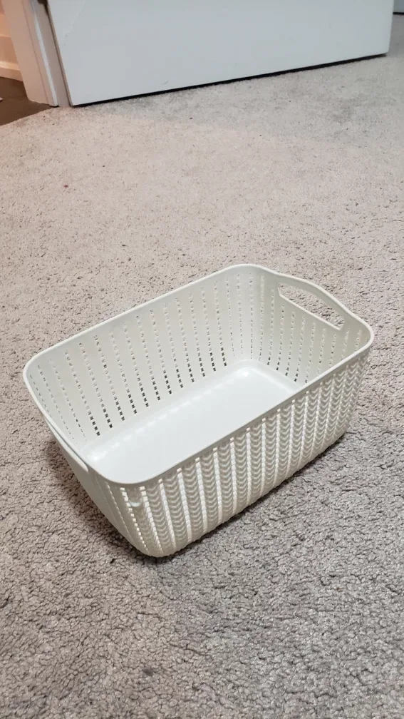 White Plastic Storage Basket thumbnail
