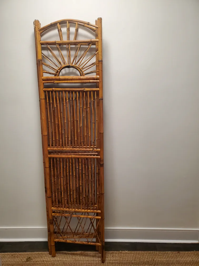 Vintage Bamboo 3-Panel Folding Screen Room Divider image indicator(5)
