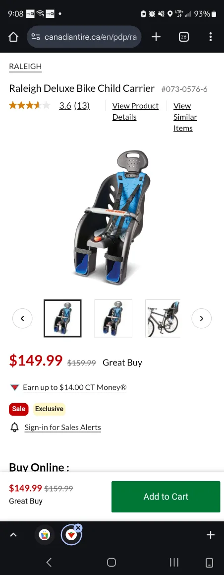 Raleigh Deluxe Bike Child Carrier (NEW) image indicator(5)