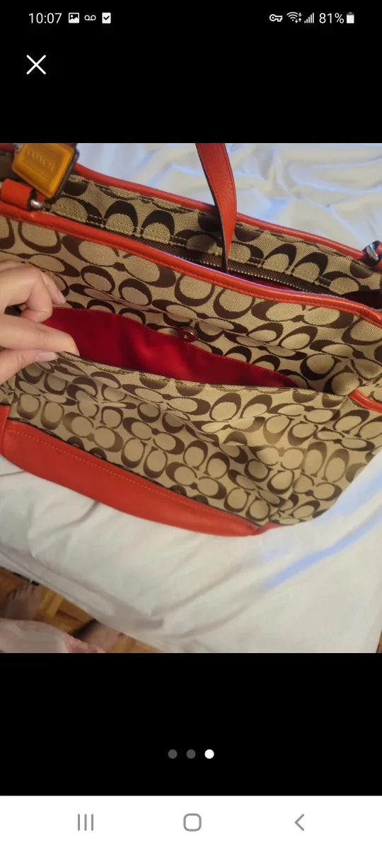 Coach Signature Tote Bag - Orange Trim image indicator(3)