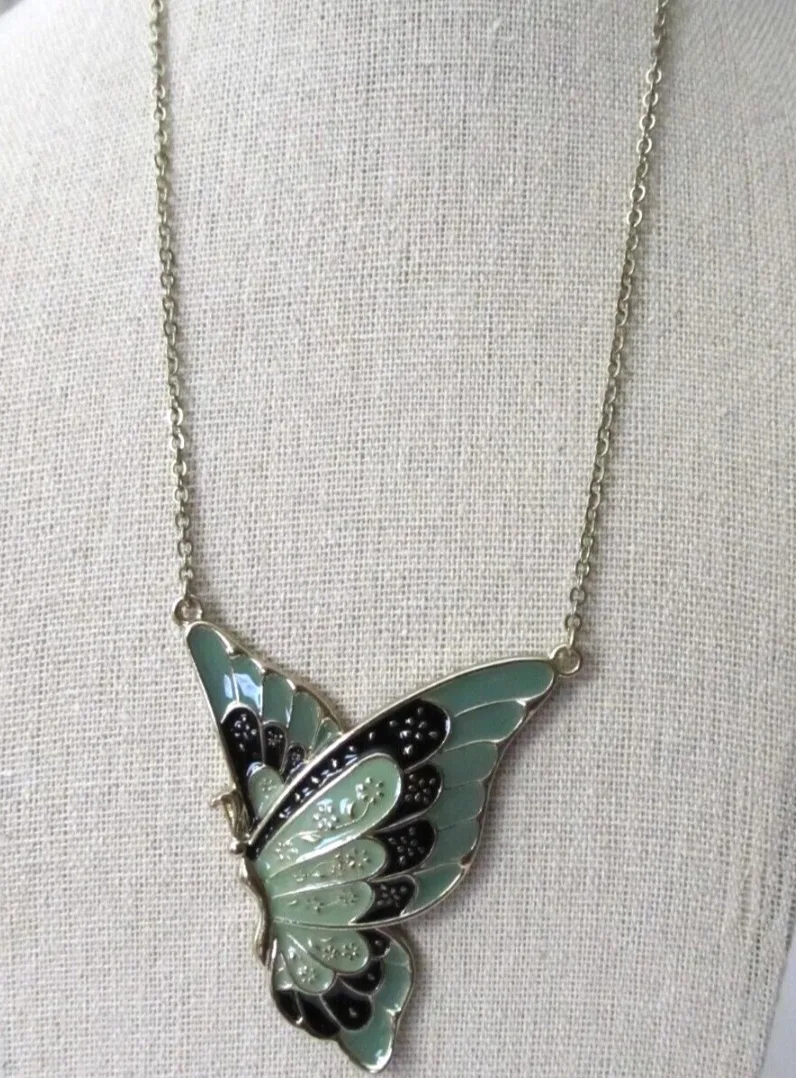 Enamel butterfly Pendant necklace thumbnail