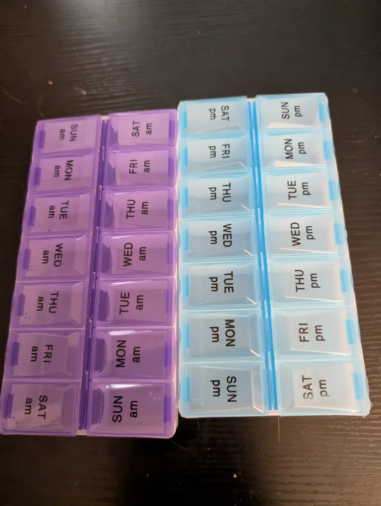 Pill Organizer - Weekly, AM/PM - Purple & Blue thumbnail