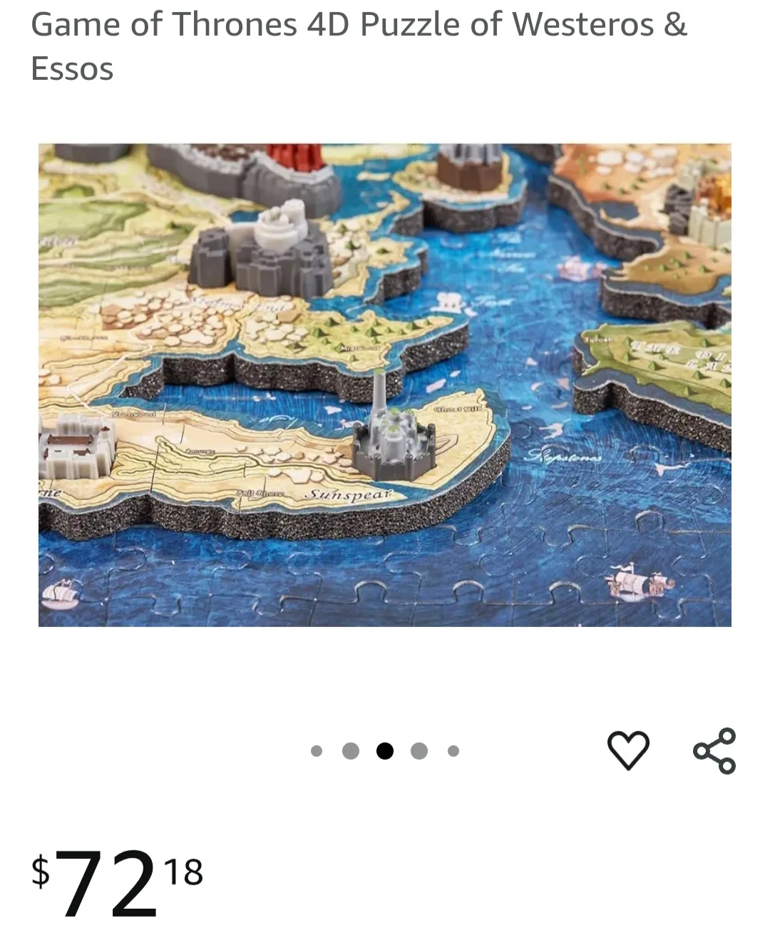 Game of Thrones 4D Puzzle Westeros & Essos $72 on Amazon image indicator(10)