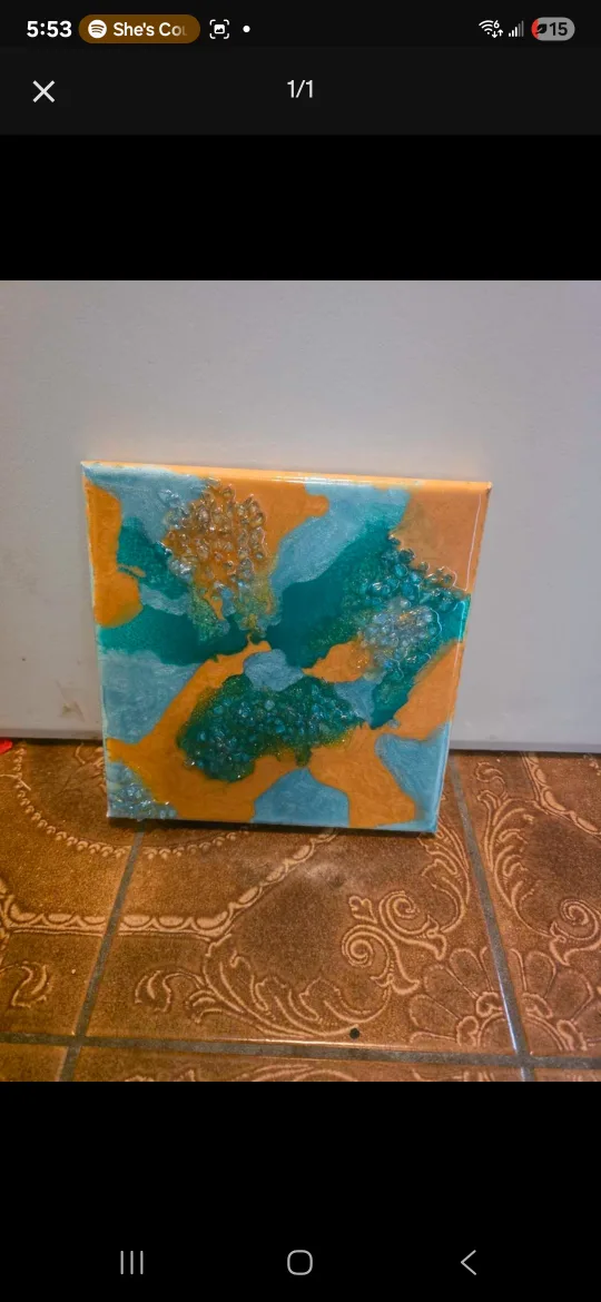 Resin Art Painting - Blue & Gold thumbnail