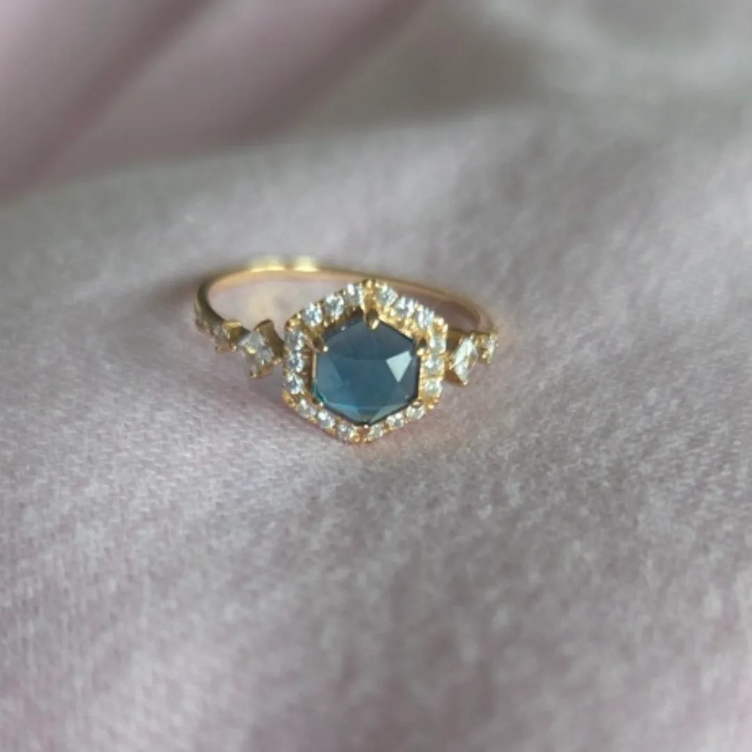 Hexagonal Alexandrite Ring | Gold plated sterling silver thumbnail