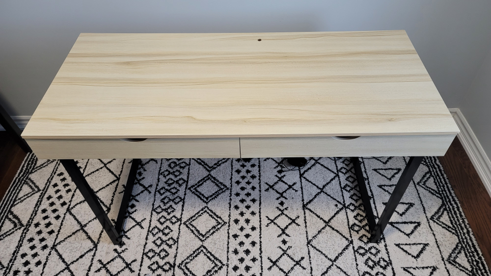 Desk with Drawers - Light Wood & Black