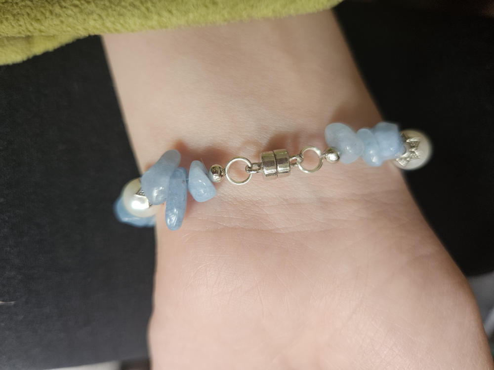 Blue Stone & Pearl Beaded Bracelet - photo 4