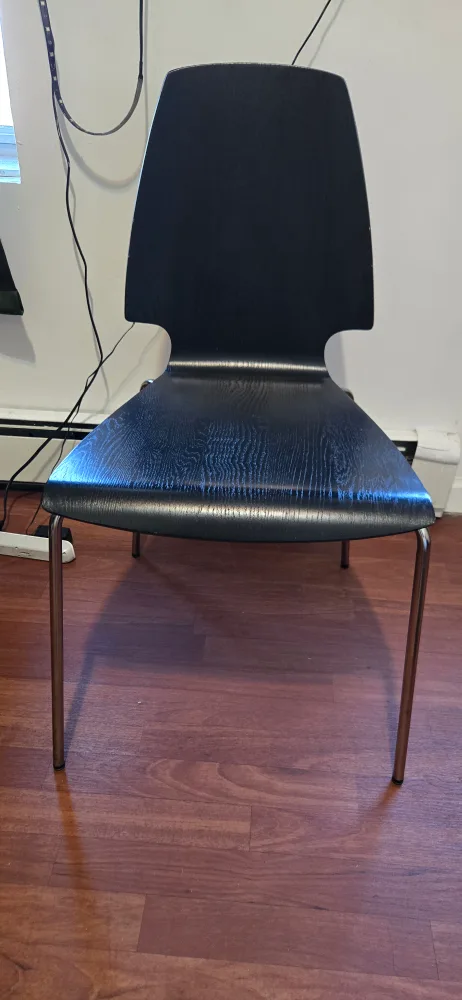 Black Wood & Chrome Modern Chair image indicator(2)