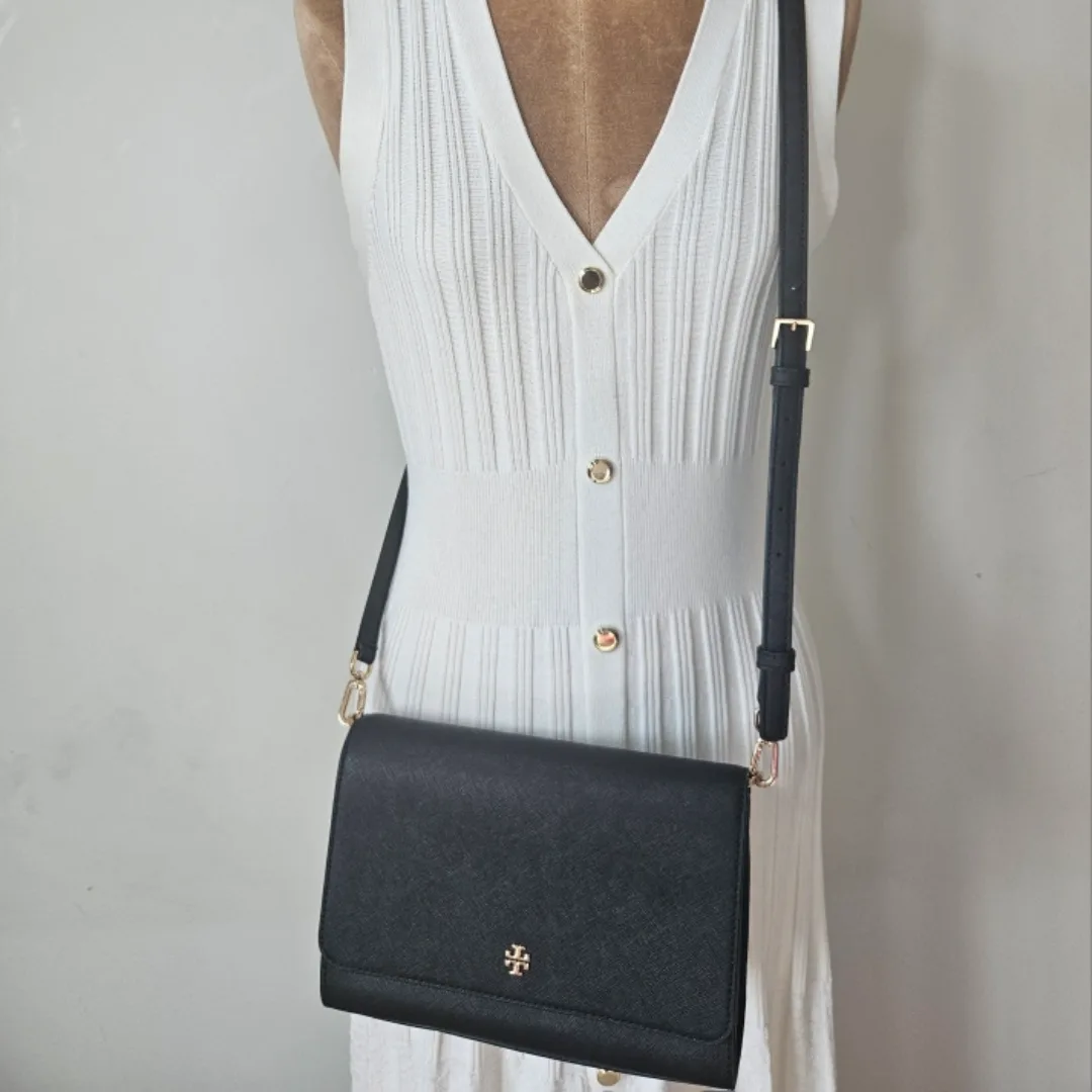 Black Tory Burch Emerson Crossbody Clutch image indicator(2)