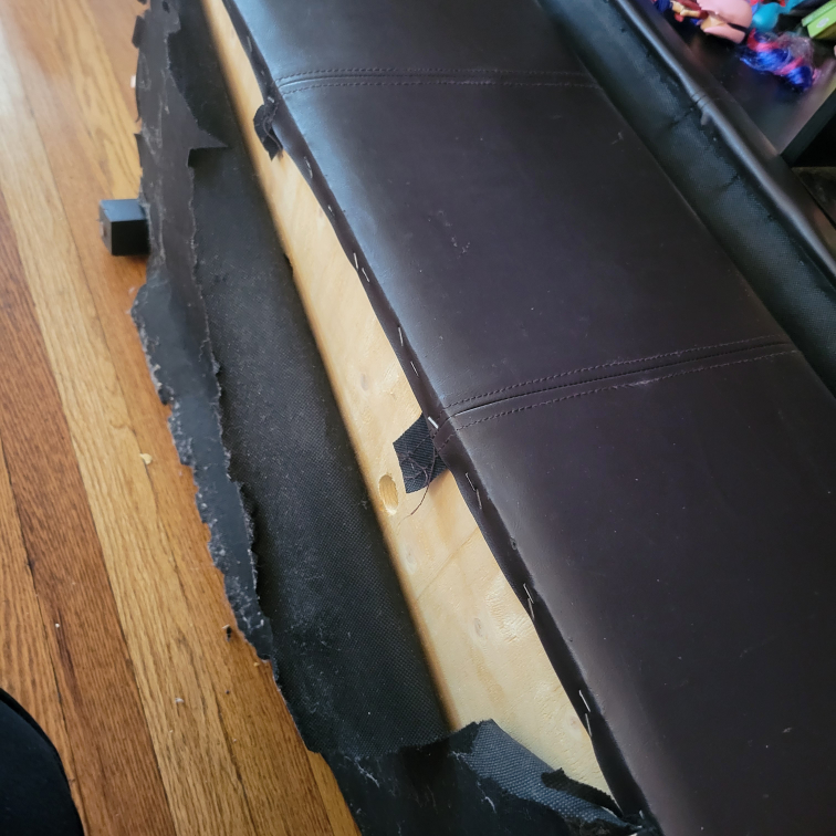 Brown, faux leather ottoman with storage - photo 5