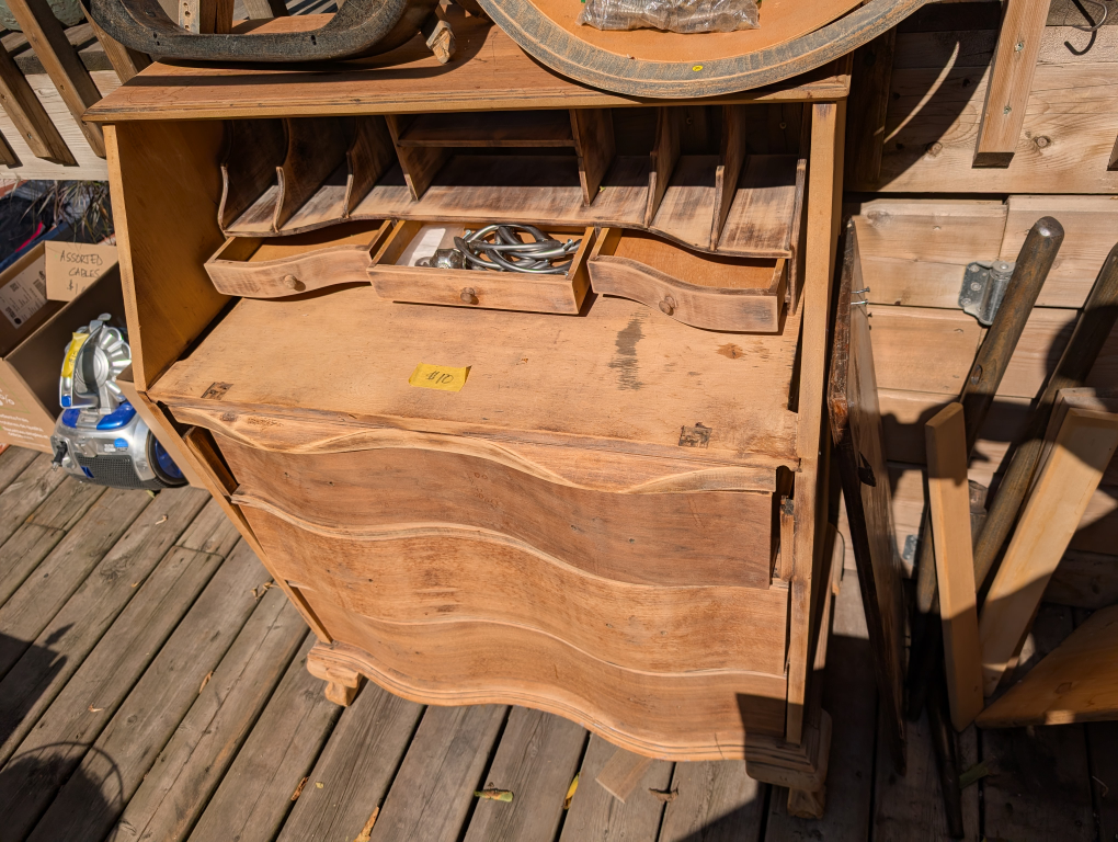 Antique Wooden Secretary Desk & Bentwood Chair - photo 3