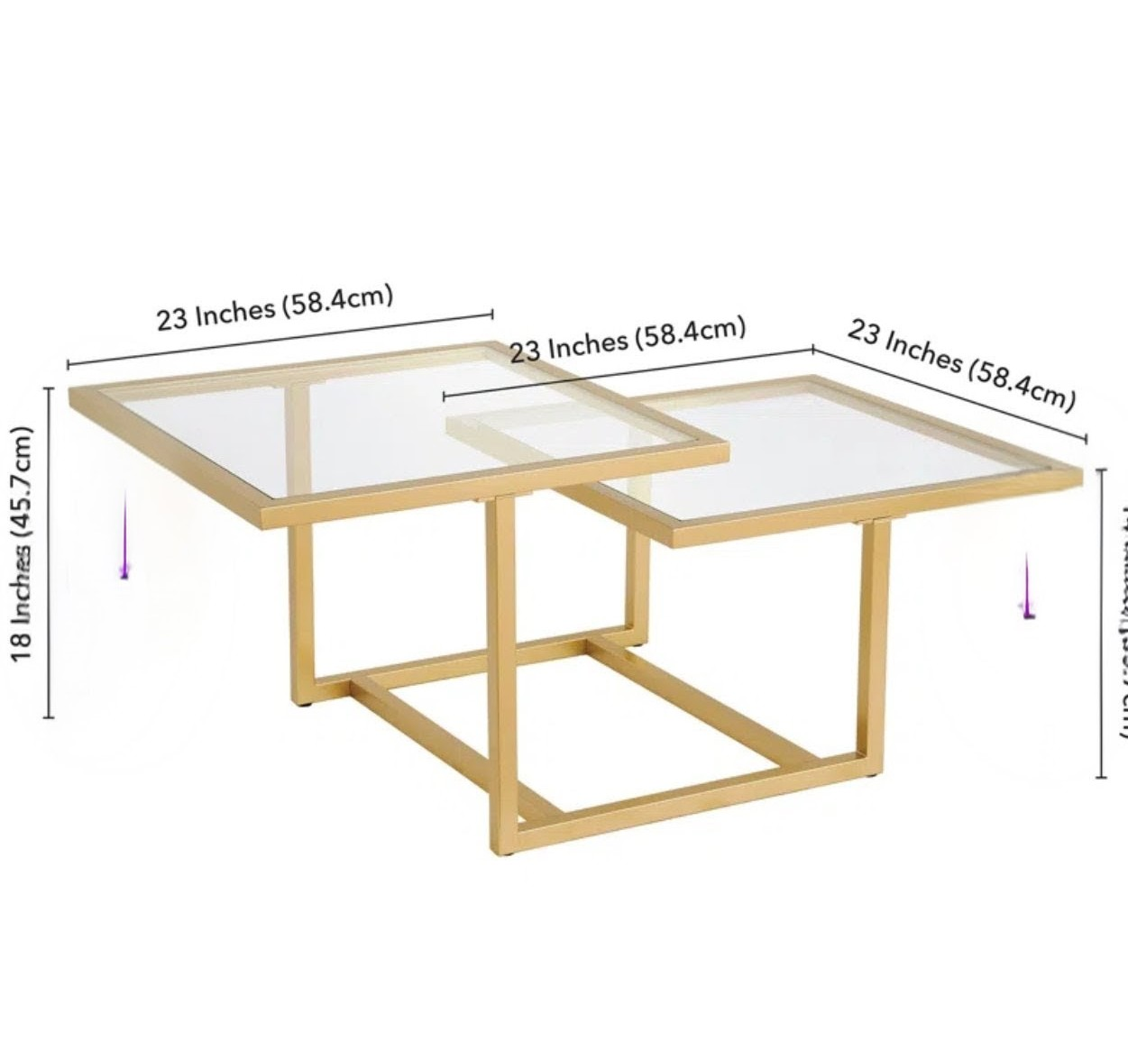 Gold Metal & Glass Coffee Table - photo 3