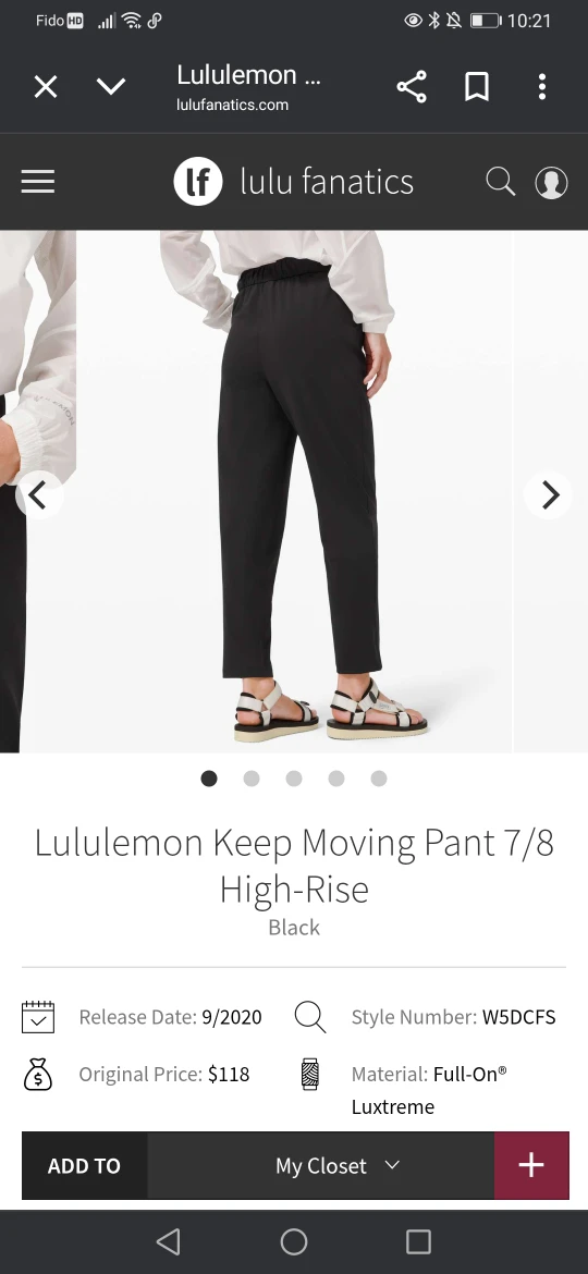 Lululemon Keep Moving Pant 7/8 High-Rise - Black s8