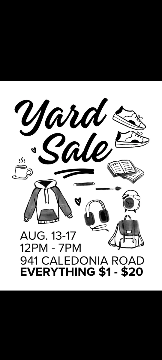 Yard Sale Aug 13-17 thumbnail