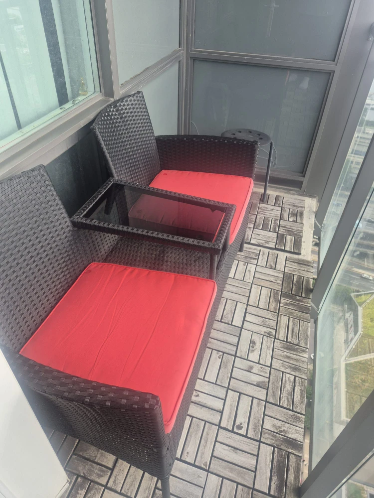 Wicker Patio Loveseat with Red Cushions - photo 2
