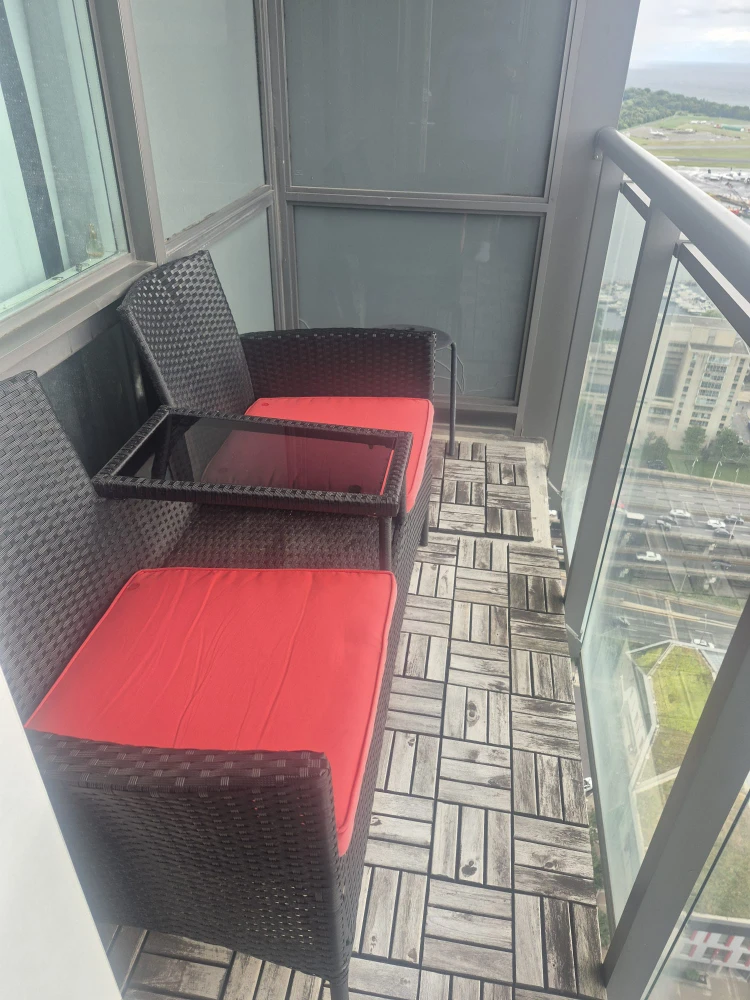 Wicker Patio Loveseat with Red Cushions - photo 3