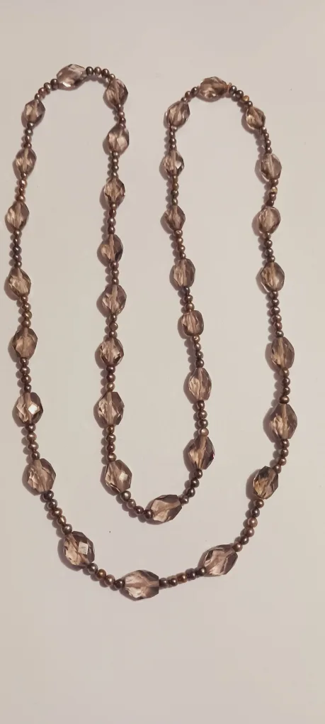Smokey Quartz  & Small Genuine Freshwater Pearls Necklace thumbnail
