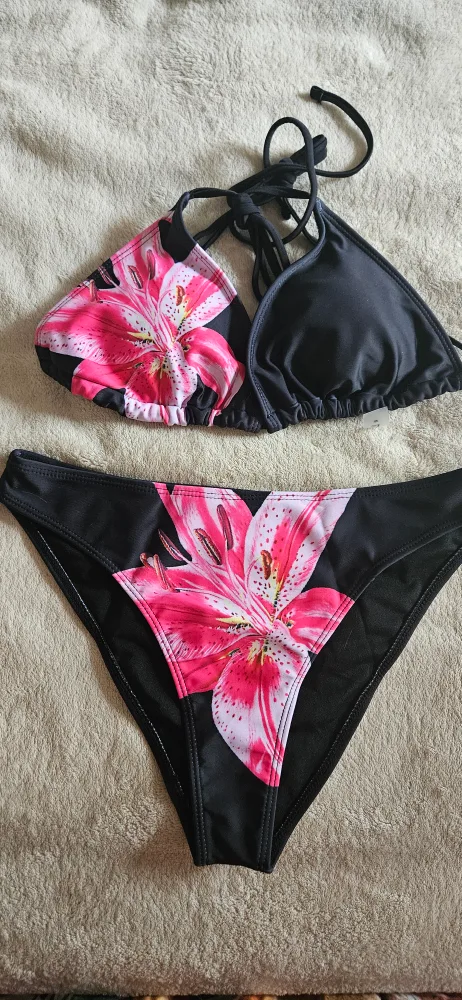 Floral & Black Bikini Set, Size M thumbnail