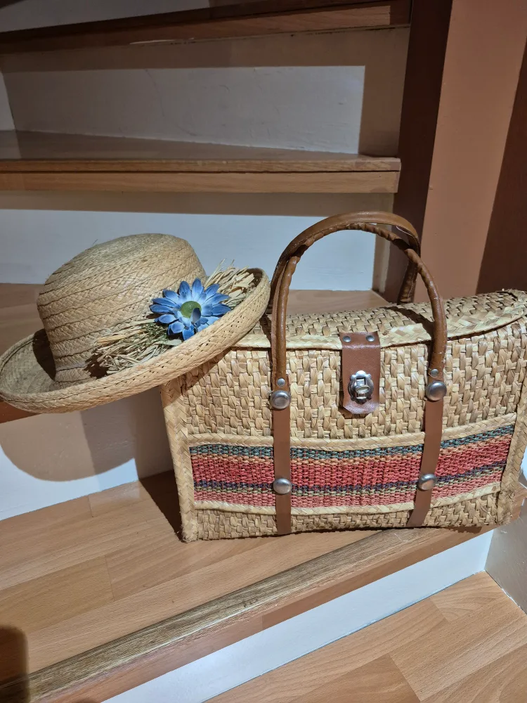 Straw Hat and Woven Bag Set thumbnail