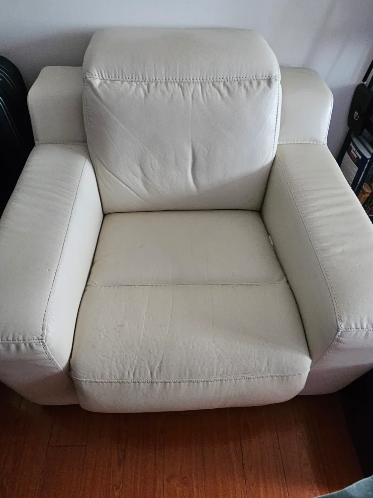 Cream Leather Recliner Armchair