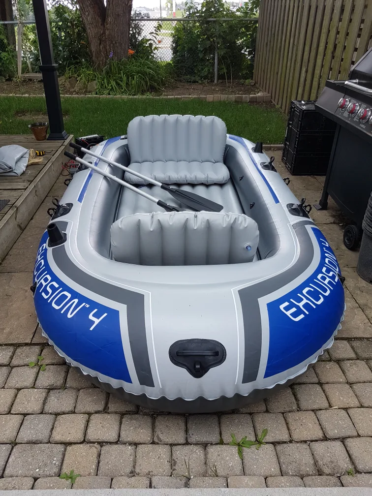 Intex Excursion 4 inflatable, 4 person raft, motor, battery $750 thumbnail
