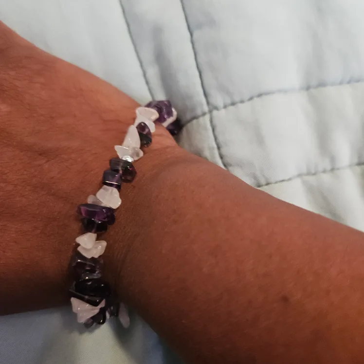Amethyst & Rose Quartz Stone Bracelet thumbnail