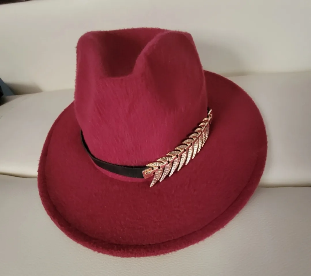Burgundy Fedora Hat thumbnail
