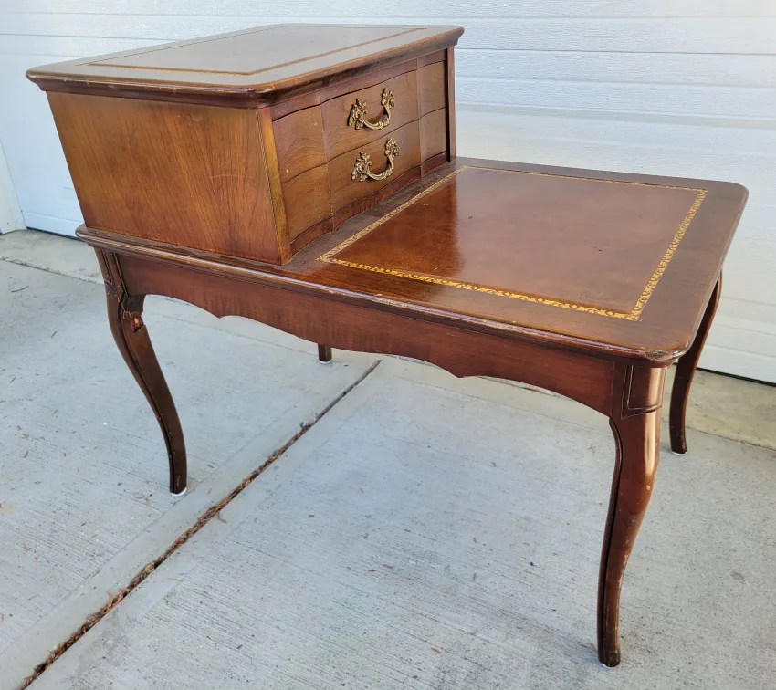 Very Nice, Very Vintage Table With Top Storage. thumbnail