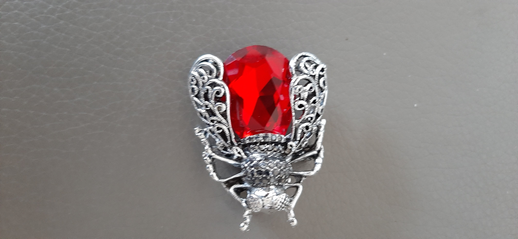 Red Gemstone Bug Brooch