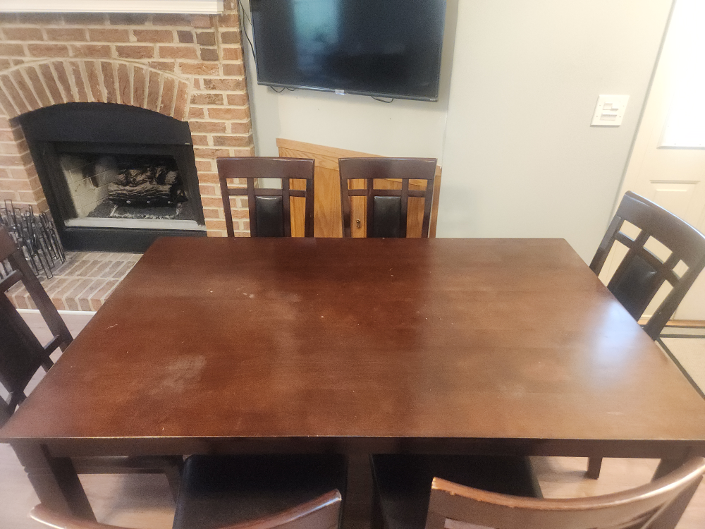Dining Table with 6 Chairs - Dark Wood - photo 2