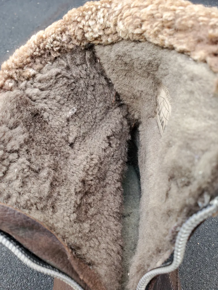 Pajar brown/tan leather sherpa lined ankle boots - size 8 image indicator(8)