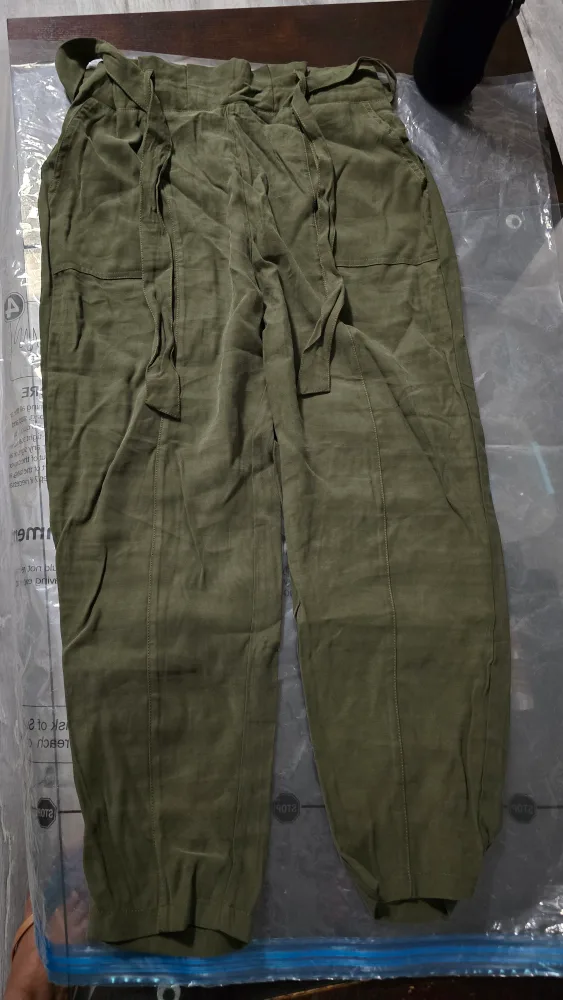 Olive Green Tie-Waist Pants thumbnail