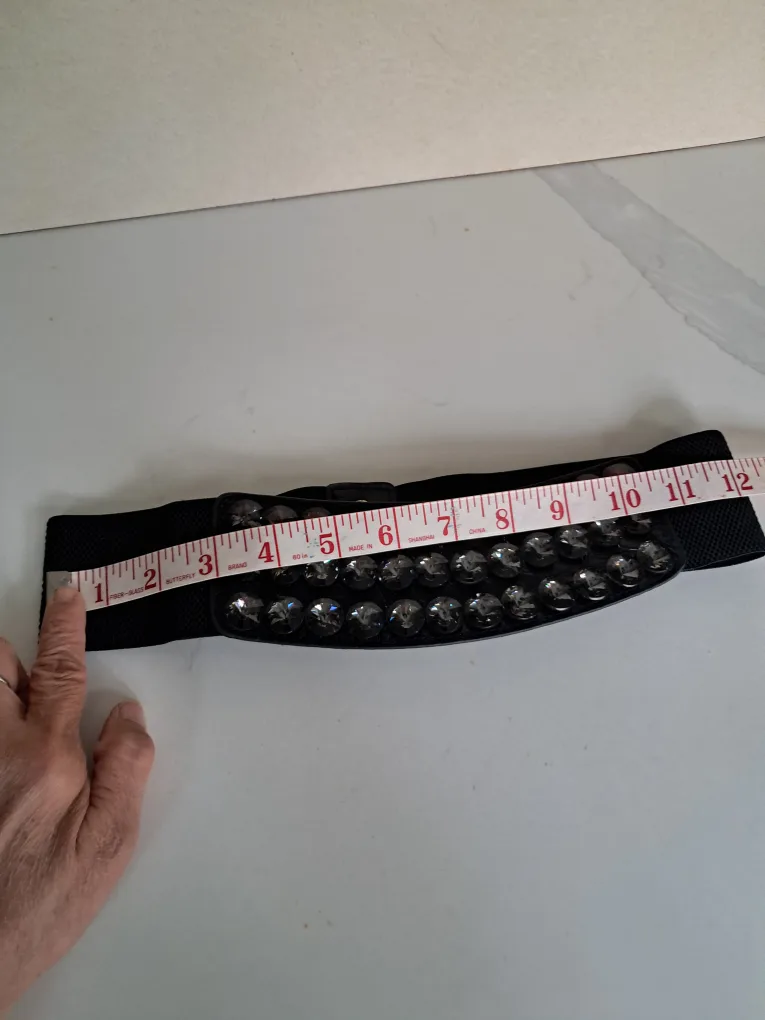 Black Elastic Rhinestone Belt image indicator(5)