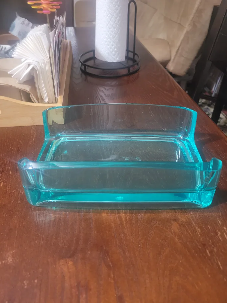 Aqua Blue Glass Napkin Holder image indicator(2)