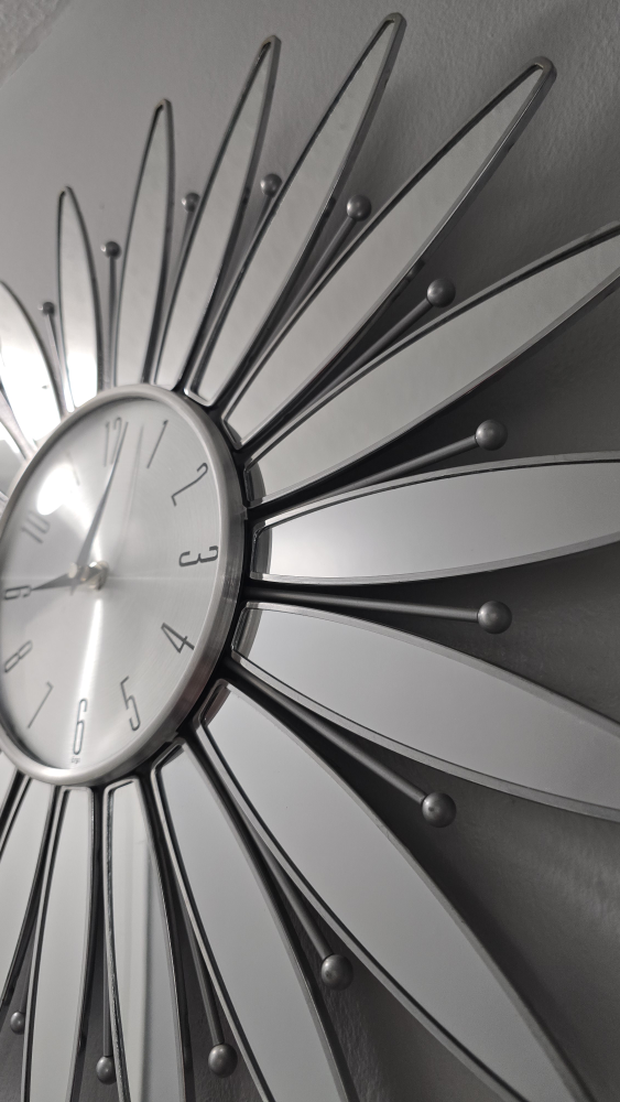 Silver Sunburst Wall Clock - photo 2