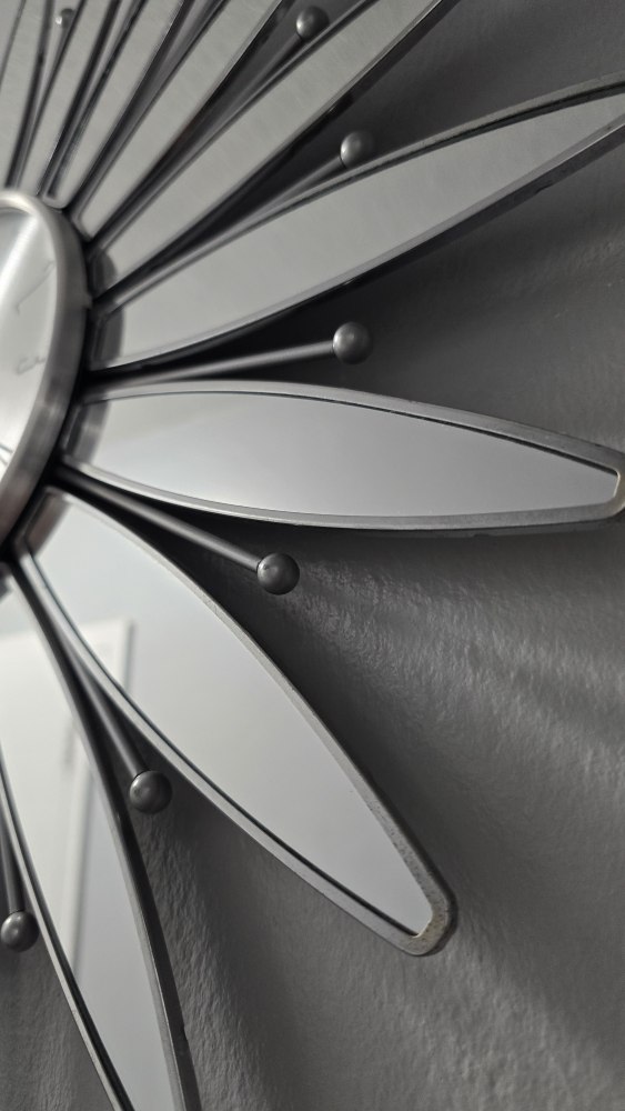 Silver Sunburst Wall Clock - photo 3