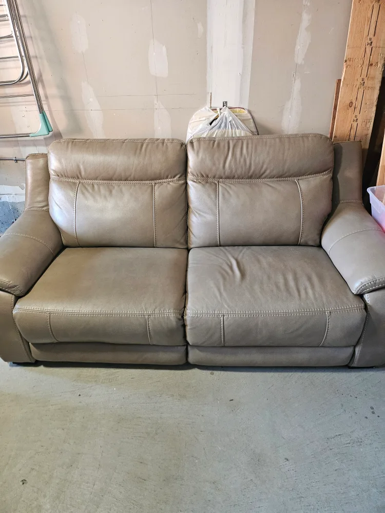 Two Leather Reclining Sofa and a Loveseat Set thumbnail