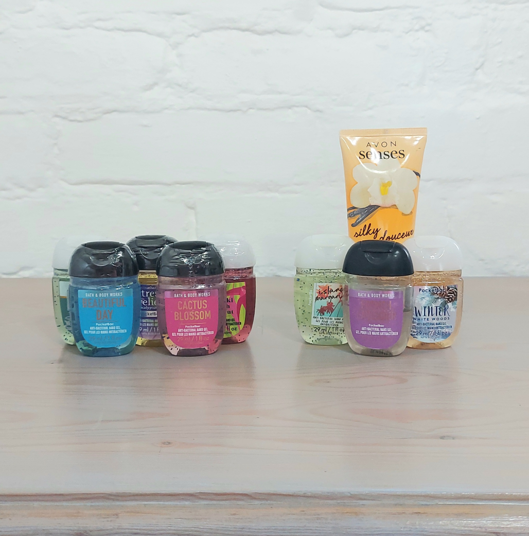 Bath & Body Works and Avon scented hand sanitizers