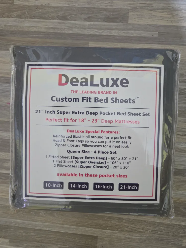 DeaLuxe Queen Bed Sheets, 21" Deep Pocket, New thumbnail