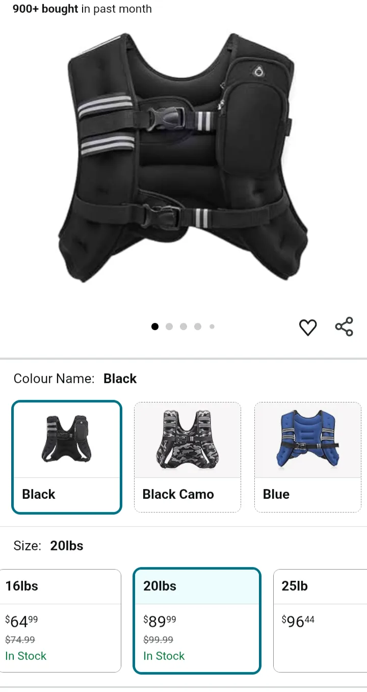 Black Weighted Vest - 20lbs thumbnail