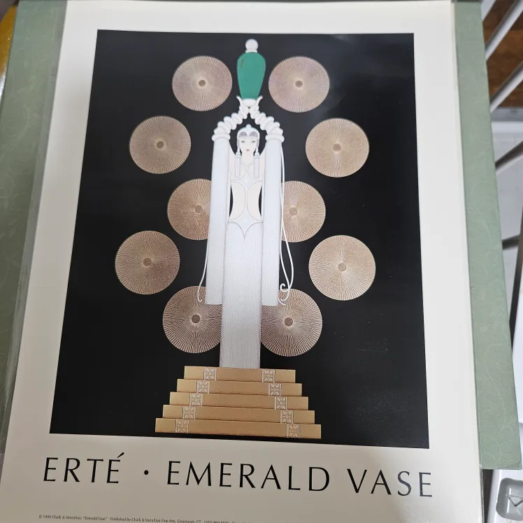 Erte Classic Art  Deco print Emerald Vase image indicator(3)
