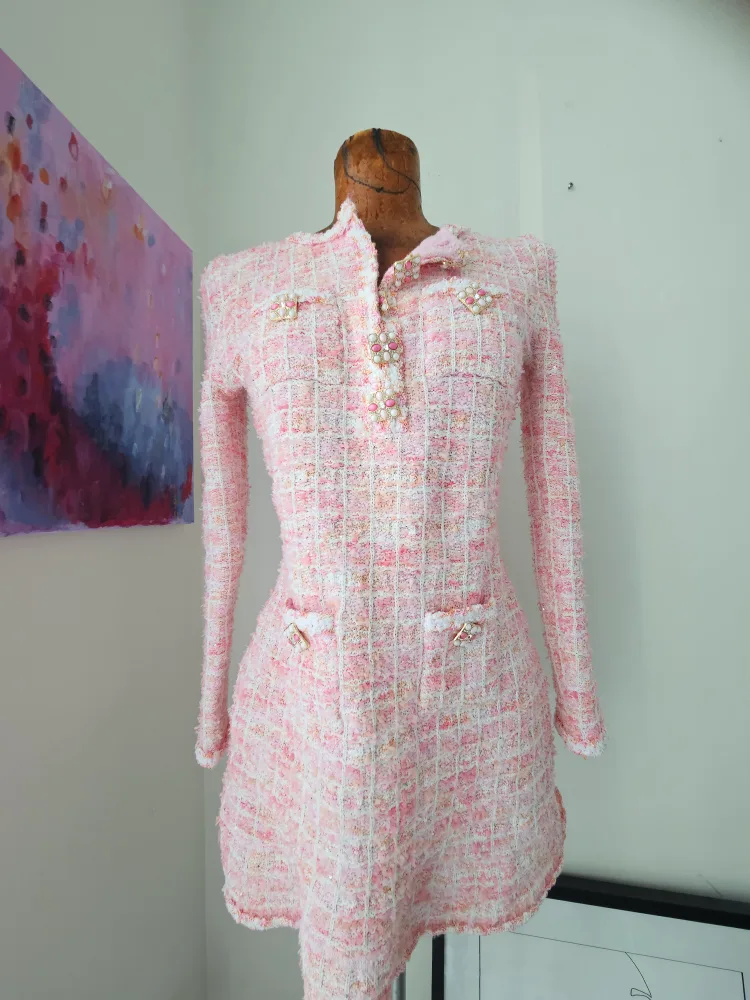 Pink Tweed Mini Dress thumbnail