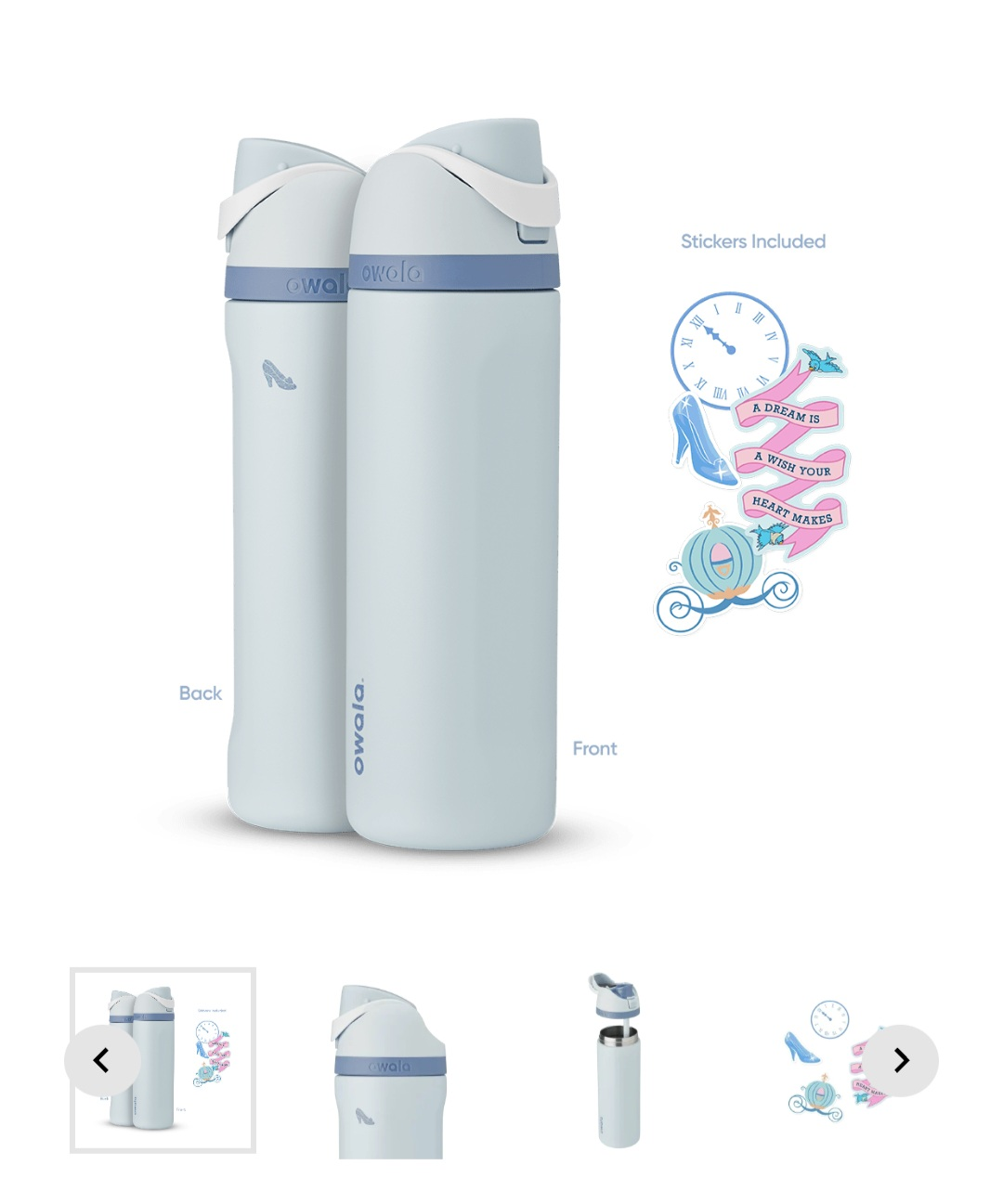 Owala FreeSip Water Bottle - Disney Cinderella